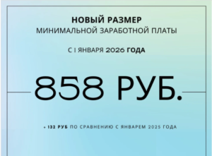 Подробнее о статье С 1 января 2026 г. минимальная заработная плата установлена в размере 858 рублей